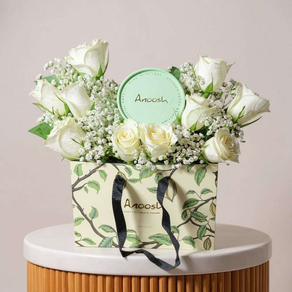 ربع كيلوا ورد ابيض طبيعي انواش