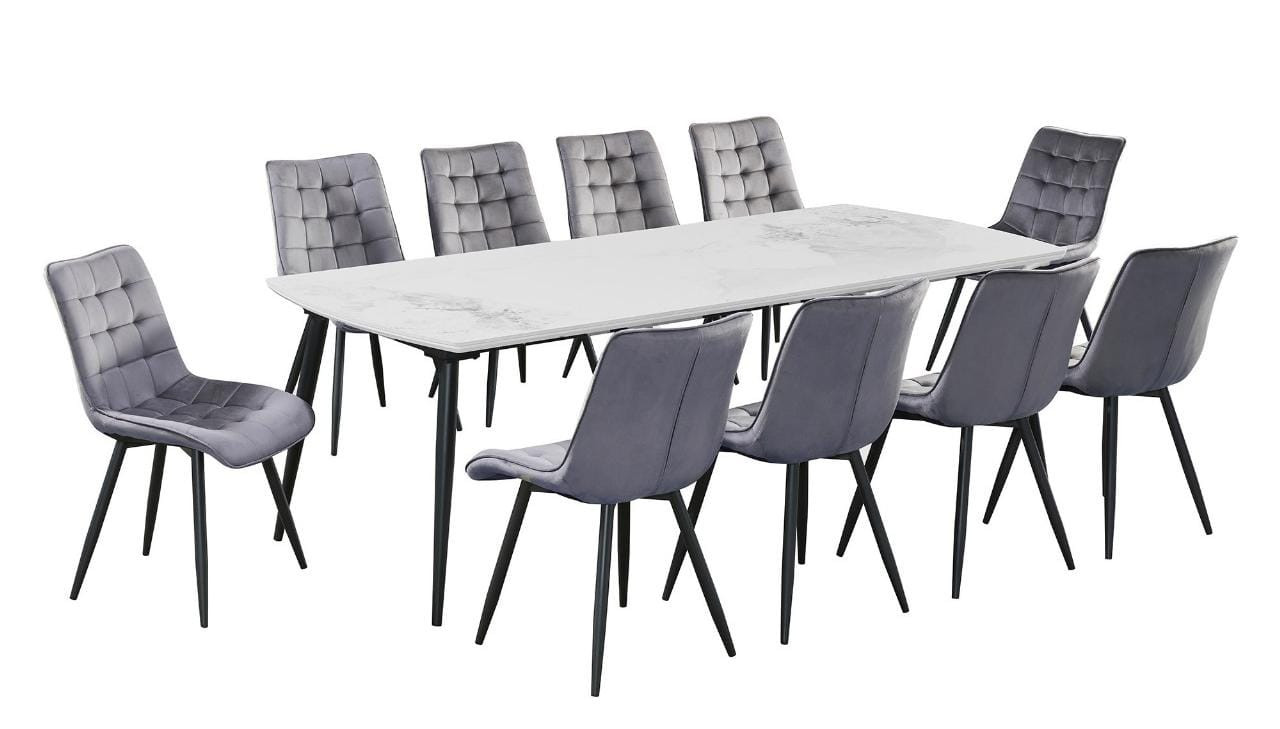 سفرة طعام  10 أشخاص بسطح رخامي وقواعد حديدية متينة ?️