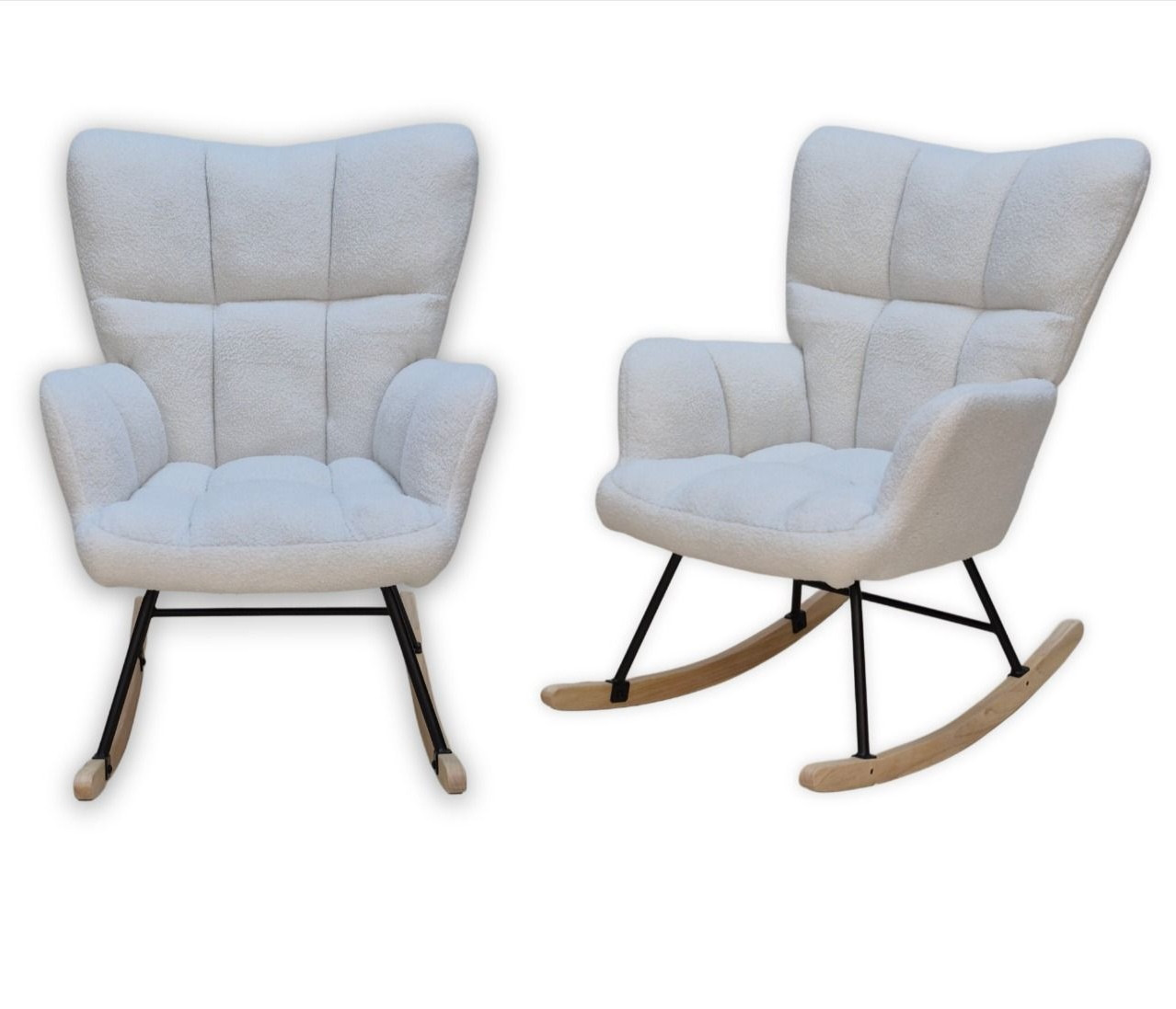 كرسي هزاز مريح بتصميم عصري – لون أبيض فاتح