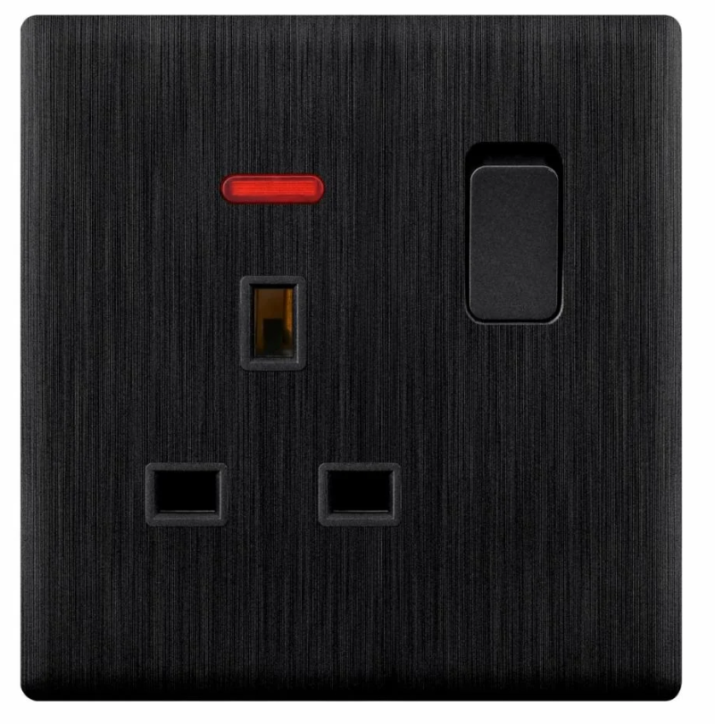 فيش مفرد بمفتاح ولمبة لون اسود بيانو