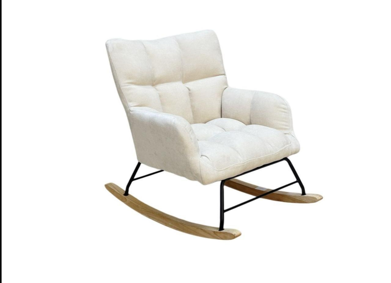 كرسي هزاز مريح بتصميم عصري – لون أبيض فاتح