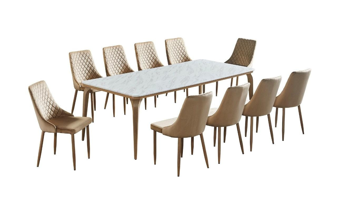 سفرة طعام 10 أشخاص بسطح رخامي وقواعد حديدية متينة ?️